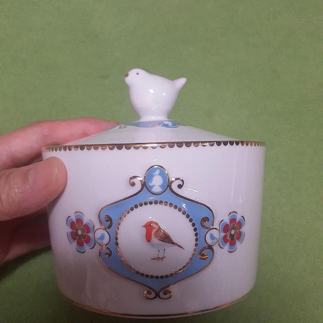 有田焼 源右衛門 染付梅地紋 シュガーポット スプーン付き 匙付き